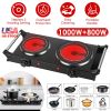 1800W Electric Double Burner Portable Heating Hot Plate Stove Countertop RV Hotplate with 5 Temperature Stepless Adjustments Portable Handles