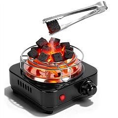 Electric Charcoal Burner 500W Hookah Charcoal Burner Compact Coal Burner for Hooka Cubes Shisha with Grillnd Tongs 5 Temperature Gears 338?-1022? Th