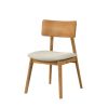 Dining Side Chairs Set of 2 Beige Fabric Upholstered Curve Back Natural Finish Wooden Furniture