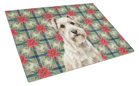 Sealyham Terrier Christmas PoinsettIas Glass Cutting Board Decorative Tempered Glass Kitchen Cutting and Serving Board Large Size Chopping Board