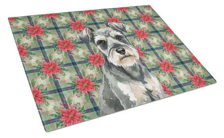 Miniature Schnauzer Christmas PoinsettIas Glass Cutting Board Decorative Tempered Glass Kitchen Cutting and Serving Board Large Size Chopping Boa