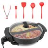 6L Electric Hot Pot with Divider 1100W Dual-Flavor Pot Shabu Shabu Pot Non-Stick with 5-Temp Control for Shabu Shabu Fondue Perfect for Family Gatheri