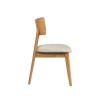 Dining Side Chairs Set of 2 Beige Fabric Upholstered Curve Back Natural Finish Wooden Furniture