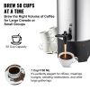 VEVOR Commercial Coffee Urn, 50 Cups Stainless Steel Large Coffee Dispenser, 1000W 110V Electric Coffee Maker Urn For Quick Brewing
