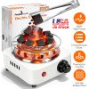 Electric Charcoal Burner 500W Hookah Charcoal Burner Compact Coal Burner for Hooka Cubes Shisha with Grill and Tongs 5 Temperature Gears 338℉-1022℉ Th